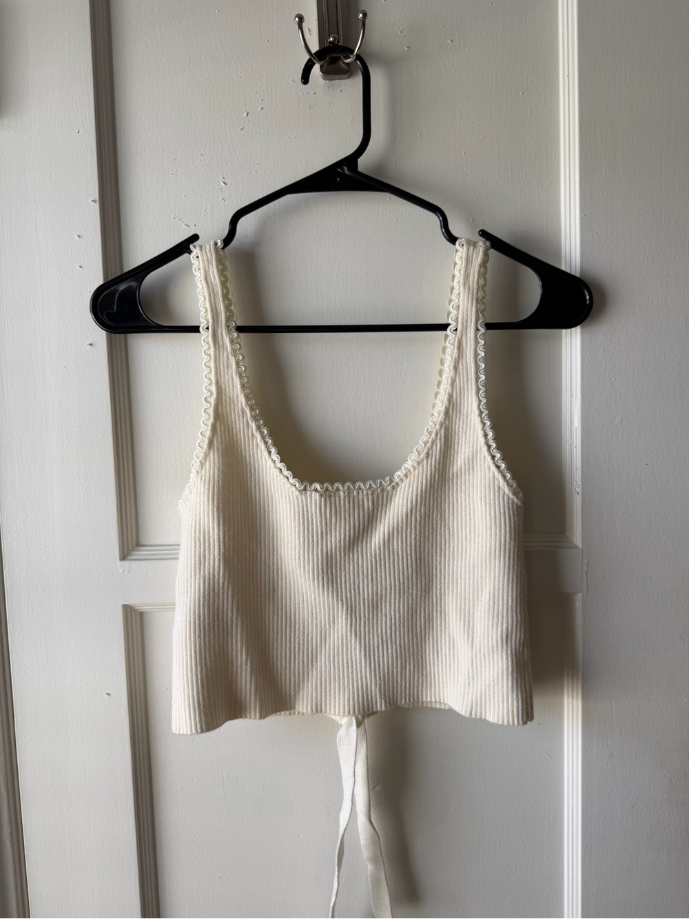 For Love & Lemons Scalloped-Trim Ribbed Button Tank in Ivory - Picture 3 of 4